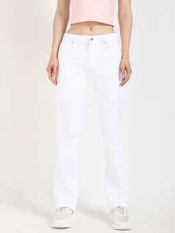 Tommy Hilfiger - Womens Solid Straight White Jeans