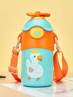 House of Quirk - Steel Kids Bottle Lockable Lid Duckbill Straw Water Bottle