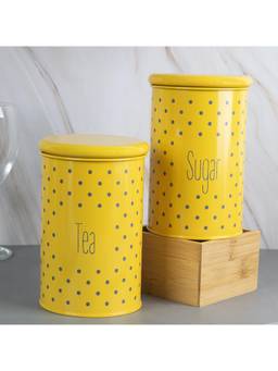 Voncasa - Glossy Metal Tea and Sugar Jar Set