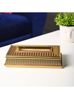 Voncasa - Plastic Golden Color Tissue Box | Tissue Box with Rectangular Shape