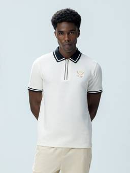 LOTTO - Men's Courtline Zip Light Gray Polo T-shirt