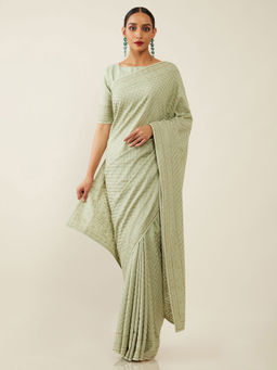 Soch - Embroidered Georgette Saree with Unstitched Blouse