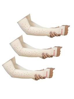 TVARRA - Anti-Tan Fingerless Beige Arm Sleeves (Pack Of 3)