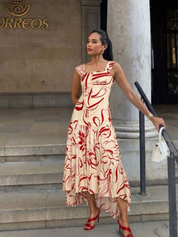 Poppi - Peony Asymmetrical Beige Dress