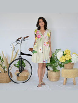 Oodeypore - Patsy Ruffle Green Knee Length Dress