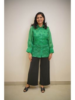 SHOWSHA - Green Petals Organza Shirt