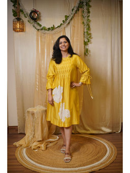 SHOWSHA - Serenora Yellow A Line Midi Dress