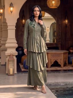 House of Fett - Green Folie Layered Co-Ord Set