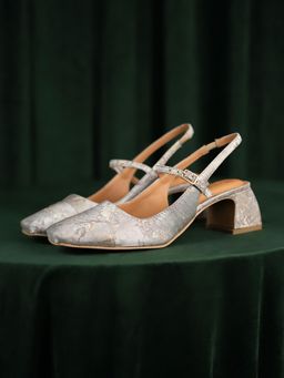 Theater - Women Twiggy Diamond Trap Mary Jane Slingback Block Heel Sandals