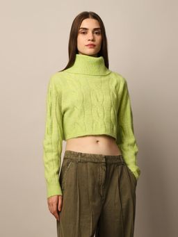 ONLY - Cable-Knit Turtleneck Pullover Sweater