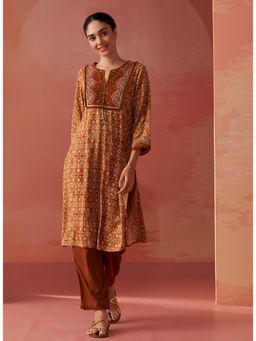 Lakshita - Brown Printed Rayon Co-Ord (Set of 2)