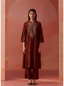 Lakshita - Maroon Printed Viscose Co-Ord (Set of 2)