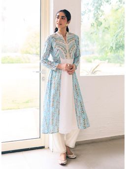 Lakshita - Women Blue Printed Georgette Kurta with Pant (Set of 2)