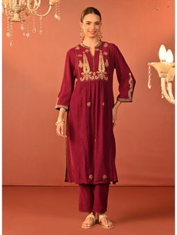 Lakshita - Embroidered Cotton Kurta with Pant (Set of 2)