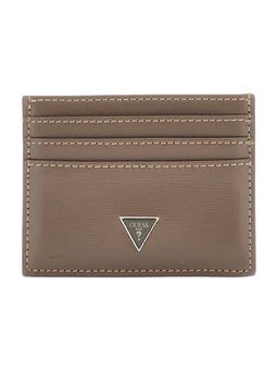 Guess - Beige Solid Leather Card Holder
