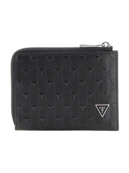 Guess - Black Textured Madrid Zipper Card Holder