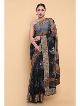 Soch - Women Black Organza Printed Saree