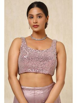 Soch - Women Embellished Georgette Stitched Pink Padded Blouse