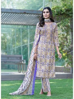 BulBul - Fashionista Floral Cotton Mustard Kurta with Pant and Dupatta