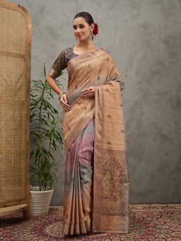 Akhilam - Women Cotton Silk Multicoloured Printed Saree with Unstitched Blouse