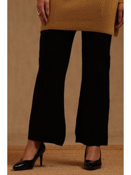 Soch - Women Acrylic Knitted Wide Black Winter Palazzo