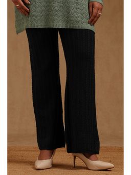 Soch - Women Acrylic Knitted Wide Navy Blue Winter Palazzo