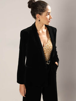 VERO MODA - Women Black Velvet Blazer