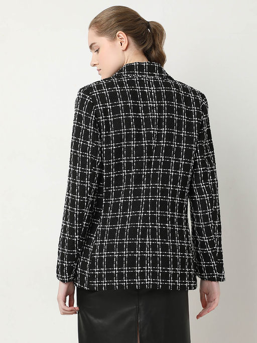 Buy VERO MODA Women Black Tweed Tailored Blazer (XS) Online