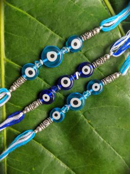 Digital Dress Room - (Combo Of 3) Fancy Evil Eye Rakhi Design Turkish Charm Ed Mauli