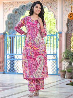 Indo Era - Pink Paisley Straight Kurta and Pant