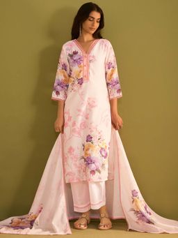 Indo Era - Floral Printed Straight Kurta and Pant with Dupatta