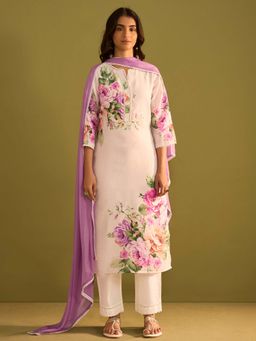 Indo Era - Floral Printed Straight Kurta and Pant with Dupatta