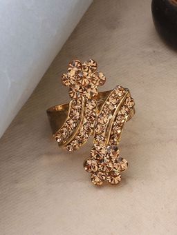 Anika's Creations - Anika's Creation Stone Studded Gold Plated Designer Ring