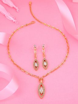 Estele - Gold Plated Eye Designer Necklace with Crystals for Women (Set of 2)