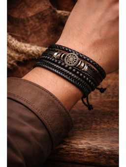 Jazz and Sizzle - Men's Braid Alloy Multilayer Leather Braided Bracelet