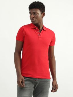 United Colors of Benetton - Cotton Solid Polo Collar Men T-Shirt-Red