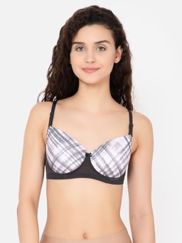 Clovia - Polyamide Printed Padded Full Cup Wire Free T-shirt Bra - White