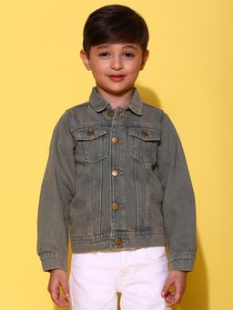 Tales & Stories - Boy Blue Cotton Full Sleeves Washed Jacket
