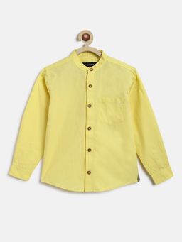 Tales & Stories - Boys Yellow Cotton Solid Full Sleeves Regular Fit Shirt