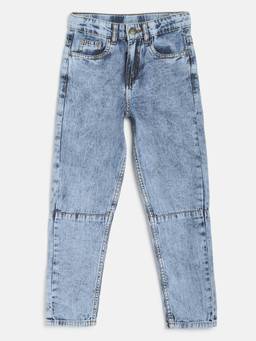 Tales & Stories - Boys Light Blue Cotton Slim Fit Solid Jeans
