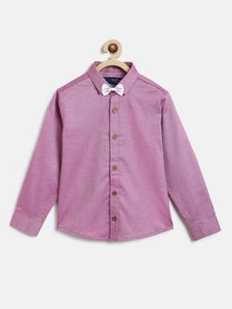 Tales & Stories - Boys Purple Lycra Regular Fit Solid Full Sleeves Shirt