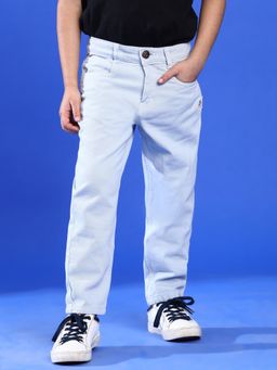 Tales & Stories - Boys Blue Cotton Straight Fit Solid Jeans
