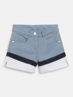 Tales & Stories - Girls Light Blue Lycra Regular Fit Solid Shorts