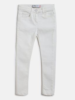 Tales & Stories - Girls White Slim Fit Lycra Washed Jeans