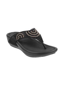 Mochi - Womens Black Platform HeelsMochi Women Black Synthetic Embellished Flipflops