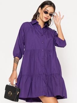 Lounge Dreams - Purple Pure Cotton Shirt Dress