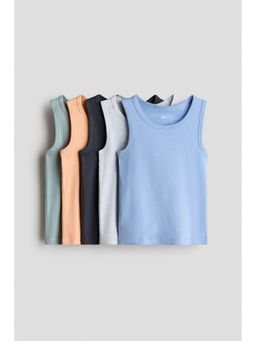 H&M - Boys Blue 5-Pack Cotton Vest Tops