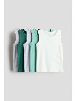 H&M - Boys Green 5-Pack Cotton Vest Tops