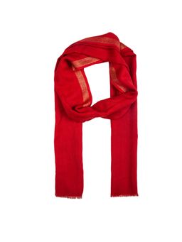 Shingora - Red Wool Blend Solid Fringed Women Stole