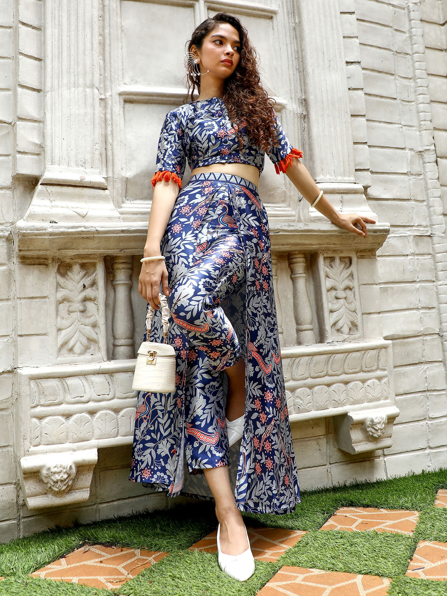 Indigo Blue Flora Bird Top and Skirt (Set of 2)-image-8